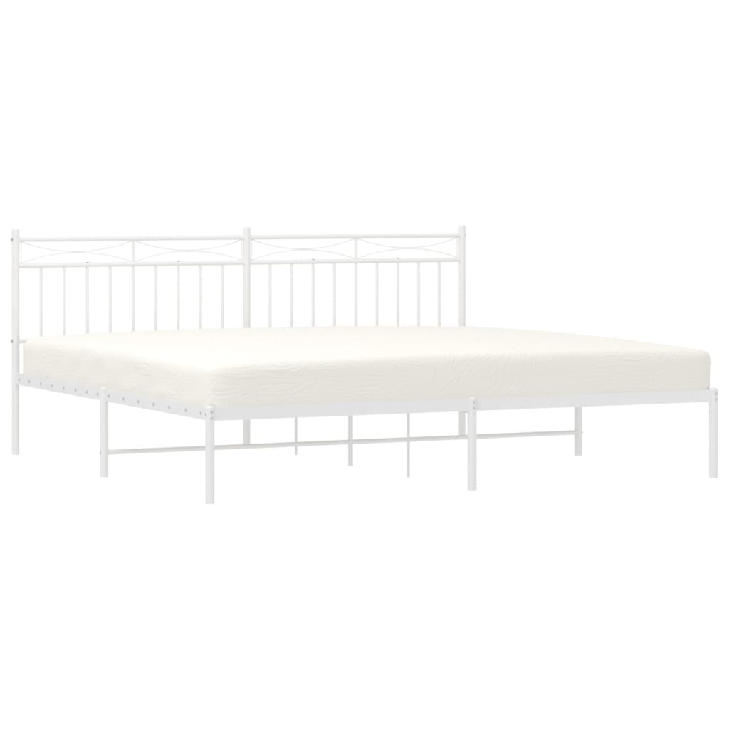 Sengeramme i metall med sengegavl hvit 200x200 cm vidaXL