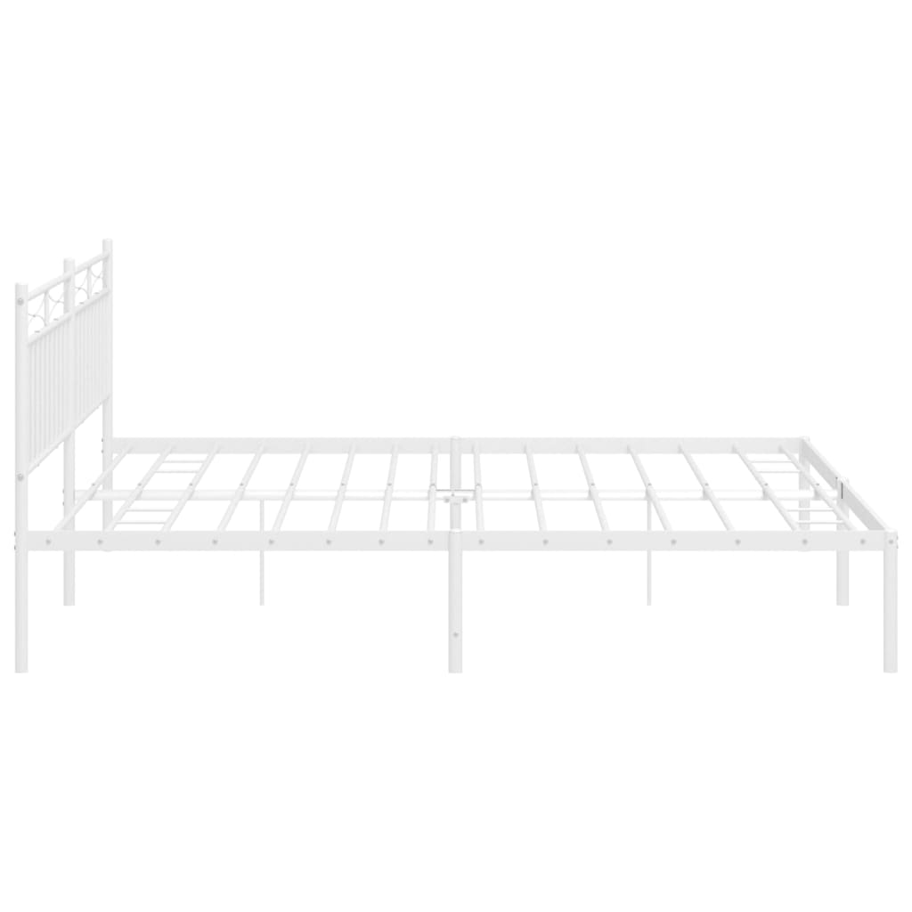 Sengeramme i metall med sengegavl hvit 200x200 cm vidaXL