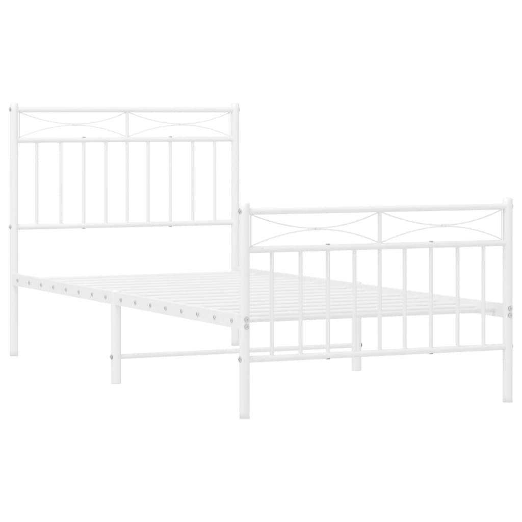 Sengeramme i metall med hode- og fotgavl hvit 90x190 cm