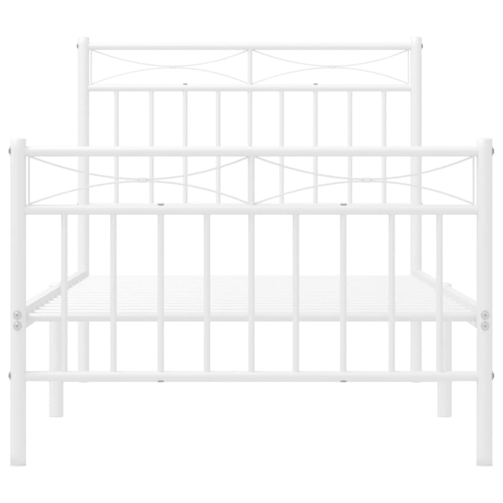 Sengeramme i metall med hode- og fotgavl hvit 90x190 cm