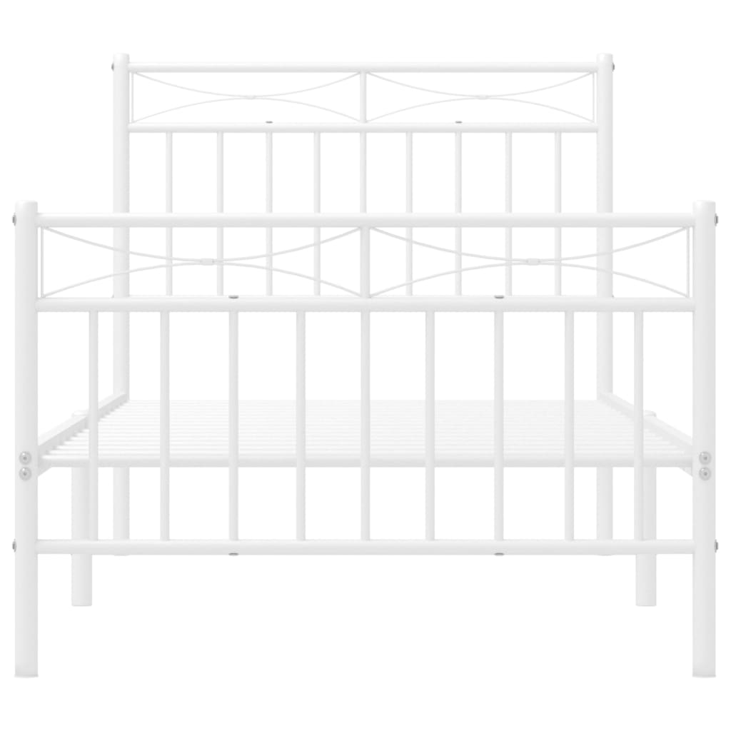 Sengeramme i metall med hode- og fotgavl hvit 90x200 cm