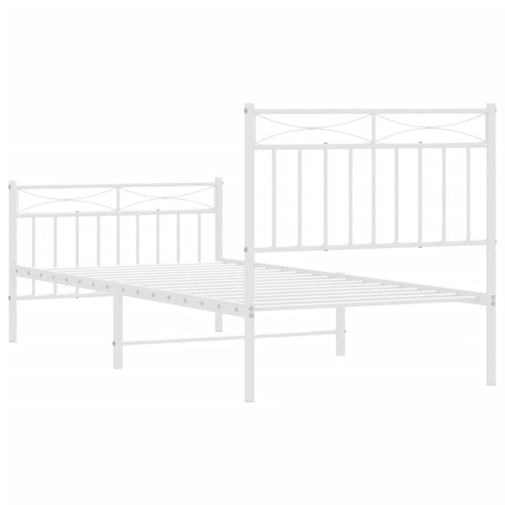 Sengeramme i metall med hode- og fotgavl hvit 90x200 cm