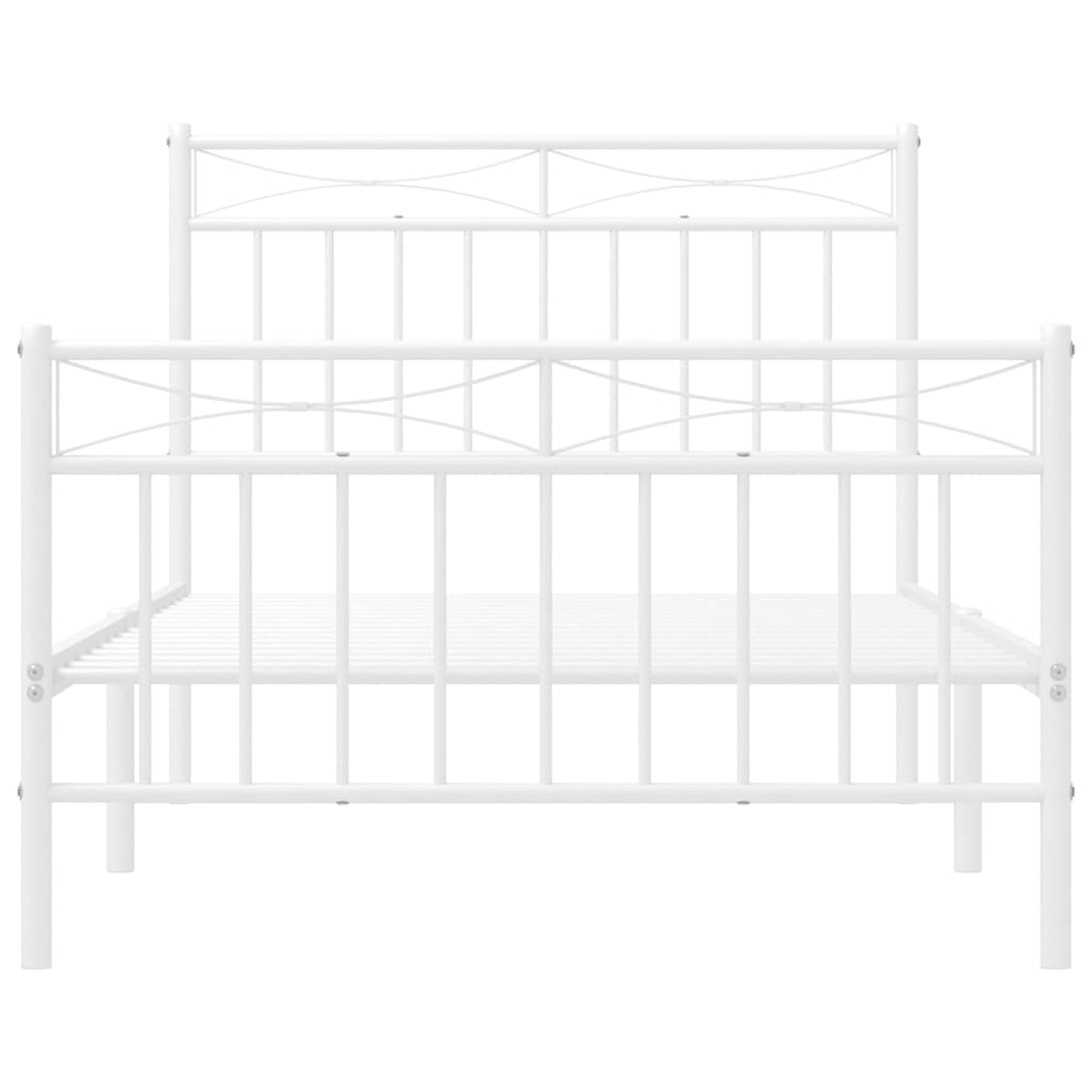 Sengeramme i metall med hode- og fotgavl hvit 100x190 cm