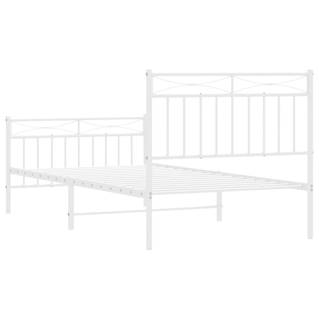 Sengeramme i metall med hode- og fotgavl hvit 100x190 cm