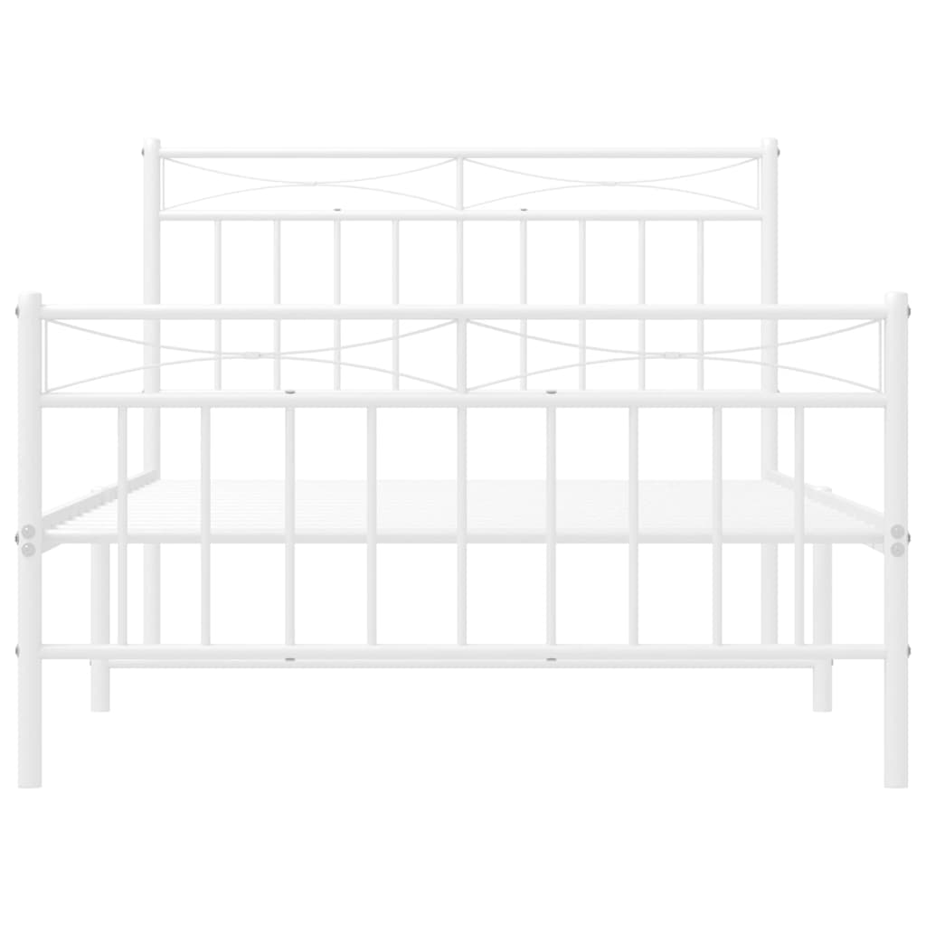 Sengeramme i metall med hode- og fotgavl hvit 100x200 cm