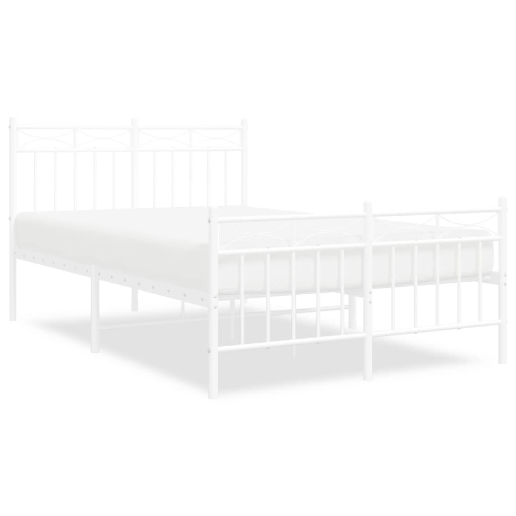 Sengeramme i metall med hode- og fotgavl hvit 120x190 cm vidaXL