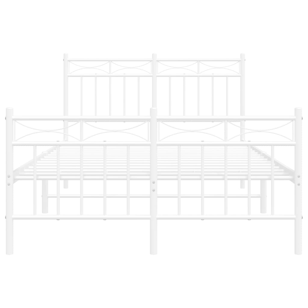 Sengeramme i metall med hode- og fotgavl hvit 120x190 cm vidaXL