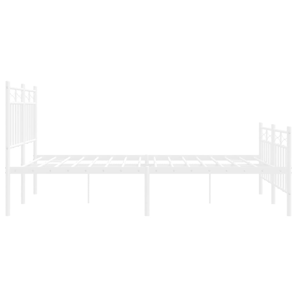 Sengeramme i metall med hode- og fotgavl hvit 120x190 cm vidaXL