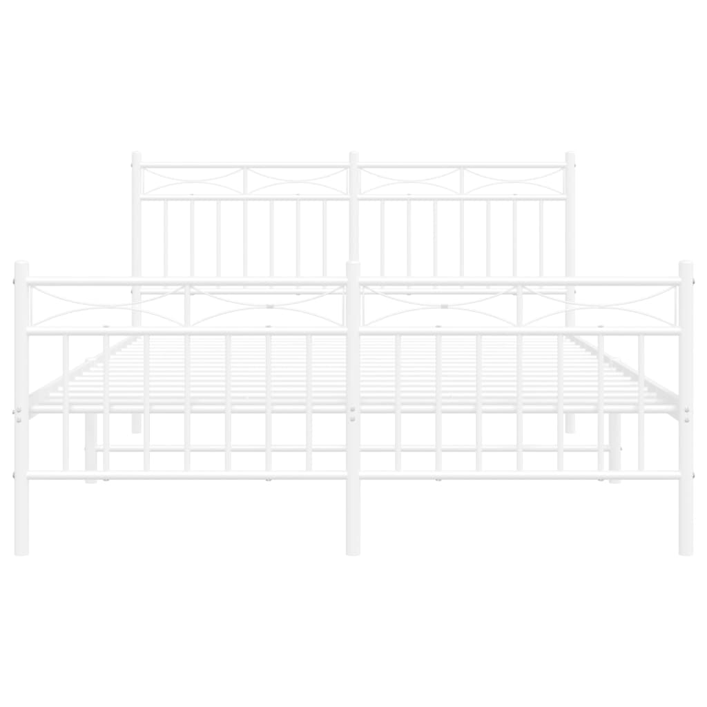 Sengeramme i metall med hode- og fotgavl hvit 140x200 cm