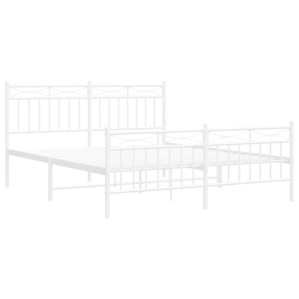 Sengeramme i metall med hode- og fotgavl hvit 150x200 cm