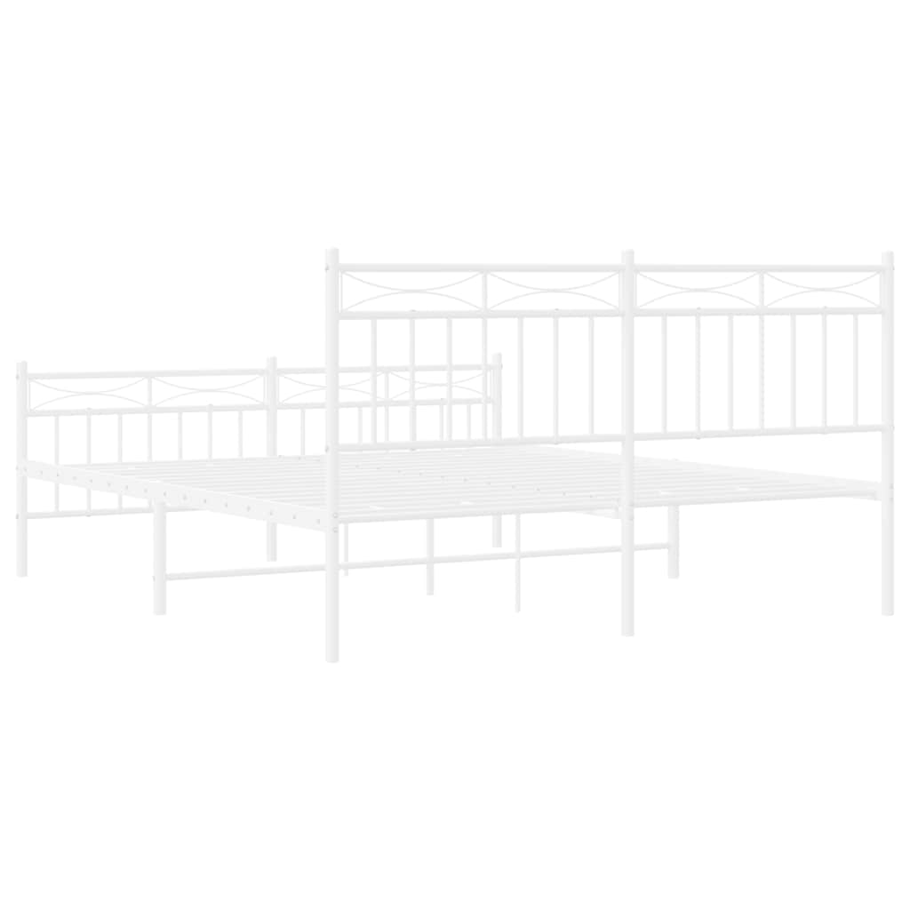 Sengeramme i metall med hode- og fotgavl hvit 150x200 cm