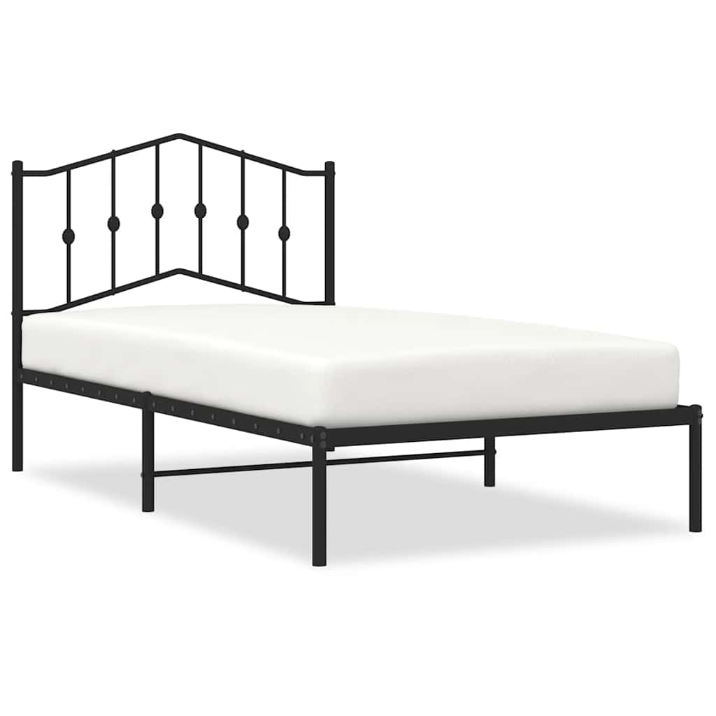 Sengeramme i metall med hodegavl svart 100x190 cm