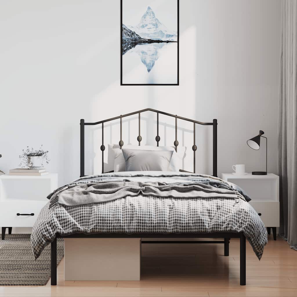 Sengeramme i metall med hodegavl svart 100x190 cm