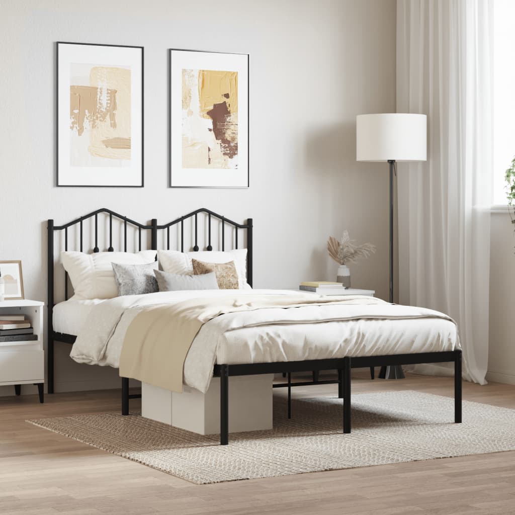 Sengeramme i metall med hodegavl svart 120x190 cm vidaXL