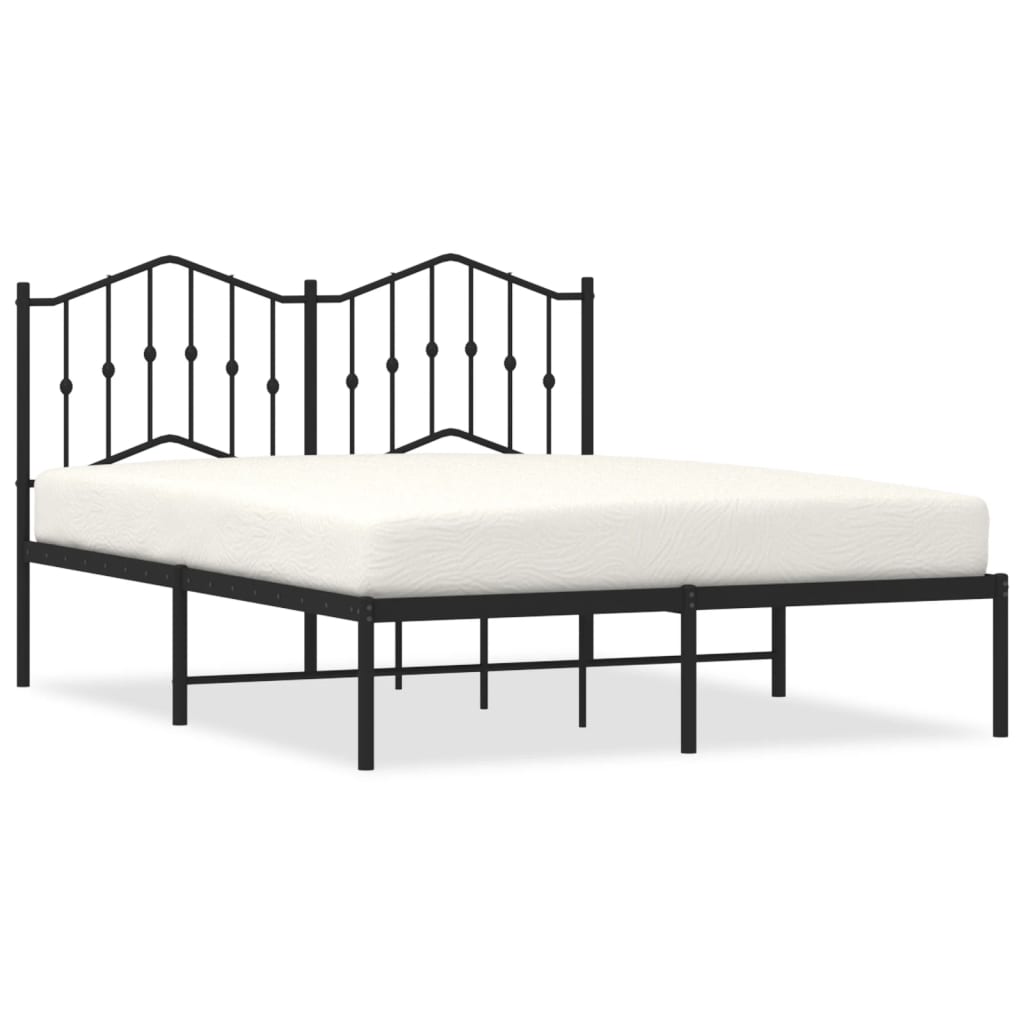 Sengeramme i metall med hodegavl svart 140x190 cm vidaXL