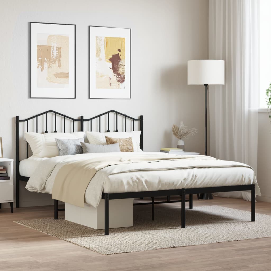 Sengeramme i metall med hodegavl svart 140x190 cm vidaXL