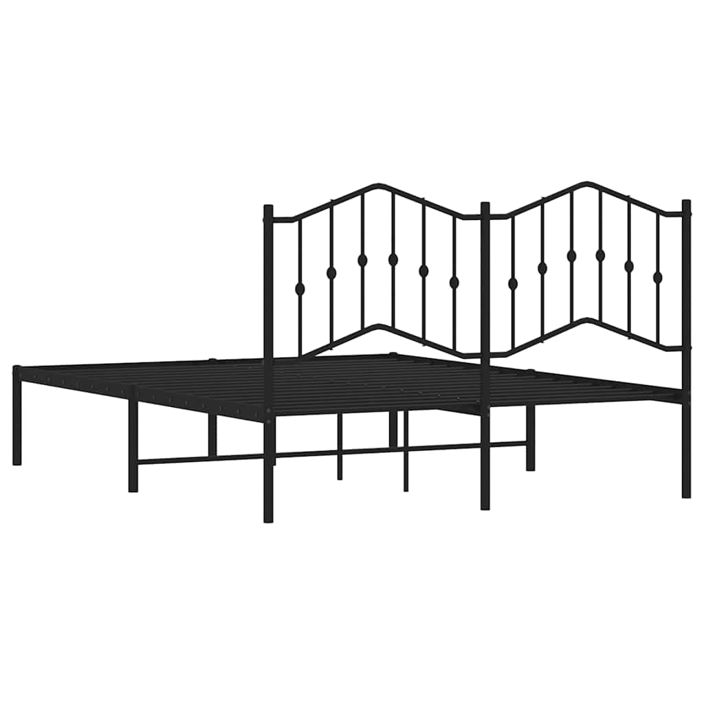 Sengeramme i metall med sengegavl svart 150x200 cm