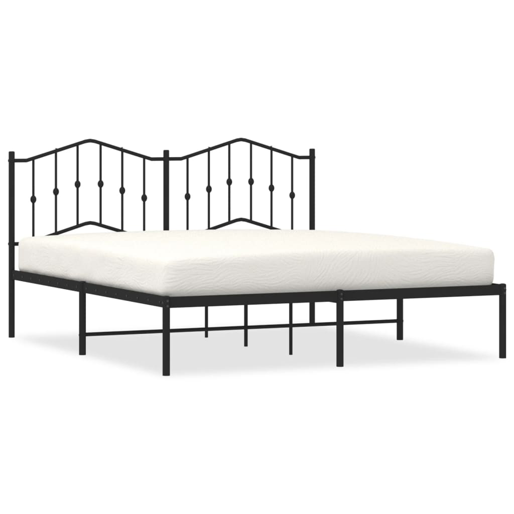 Sengeramme i metall med hodegavl svart 160x200 cm vidaXL