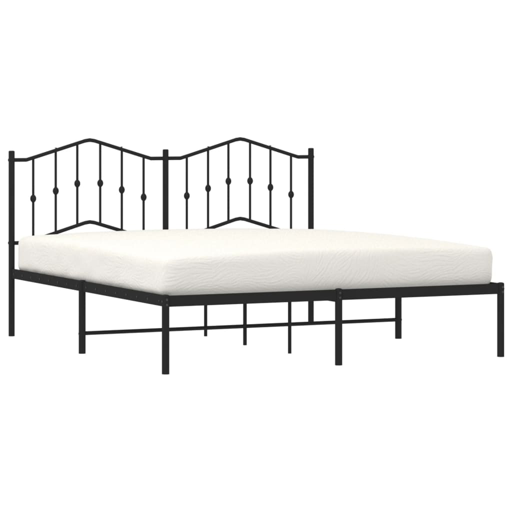 Sengeramme i metall med sengegavl svart 180x200 cm vidaXL