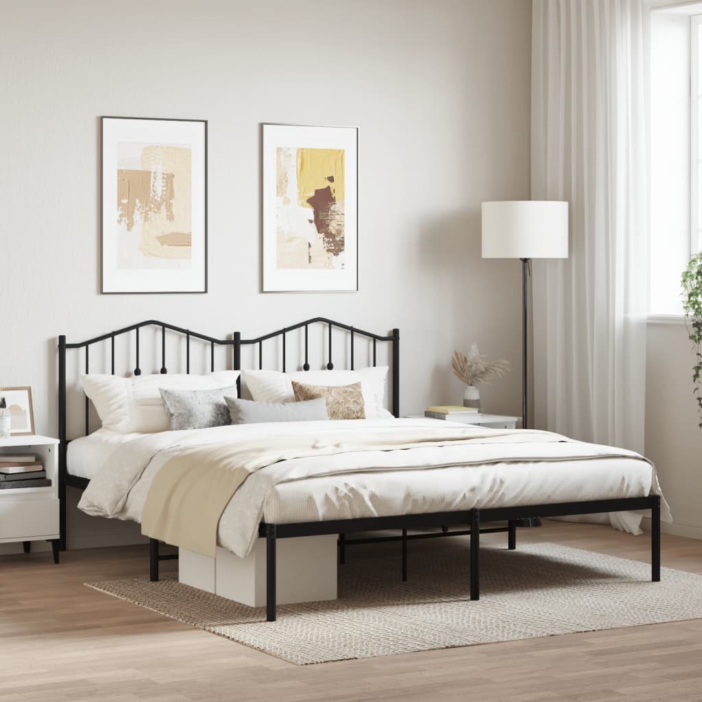 Sengeramme i metall med sengegavl svart 180x200 cm vidaXL