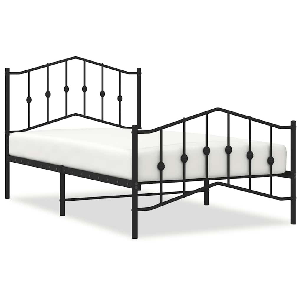 Sengeramme i metall med hode- og fotgavl svart 100x190 cm