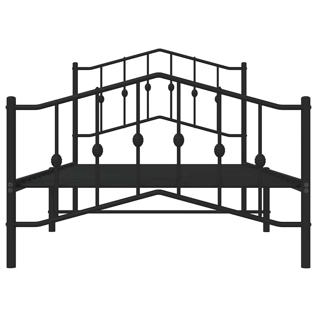 Sengeramme i metall med hode- og fotgavl svart 100x190 cm