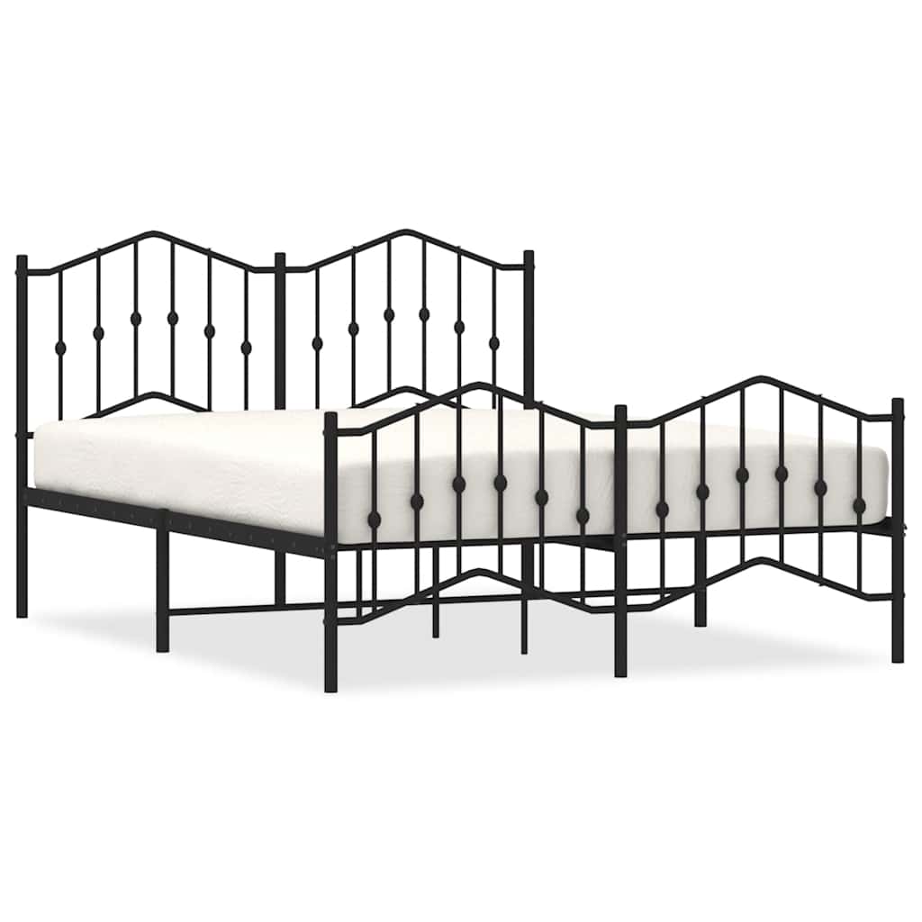 Sengeramme i metall med hode- og fotgavl svart 135x190 cm