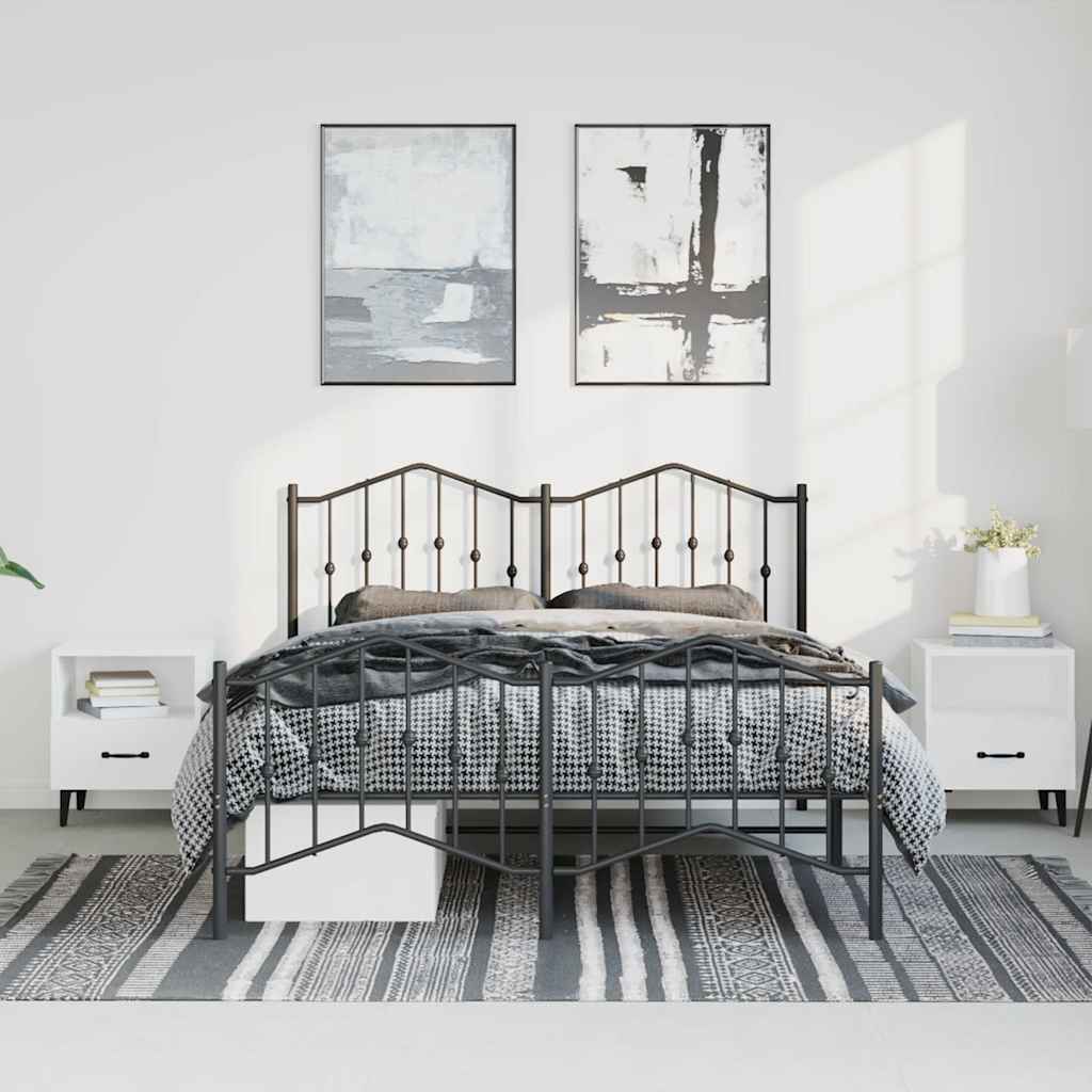 Sengeramme i metall med hode- og fotgavl svart 150x200 cm