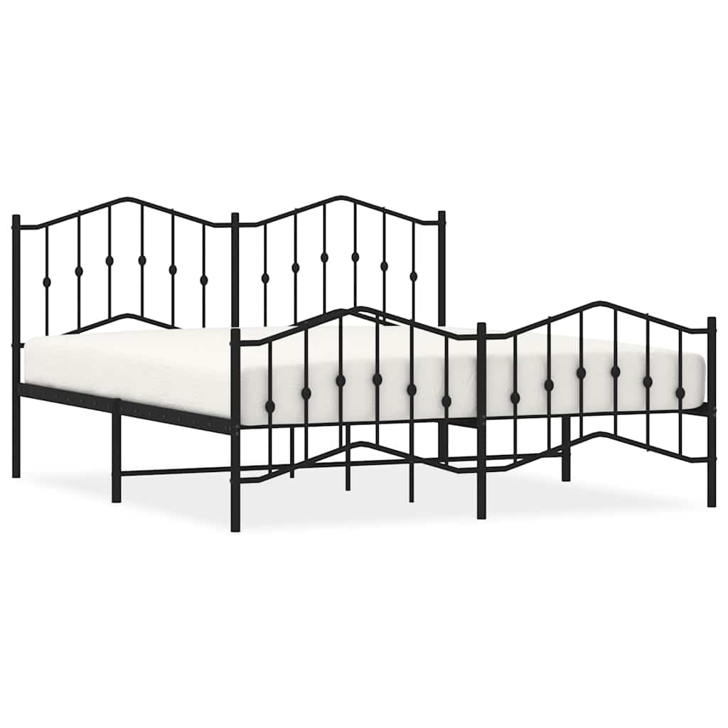 Sengeramme i metall med hode- og fotgavl svart 183x213 cm