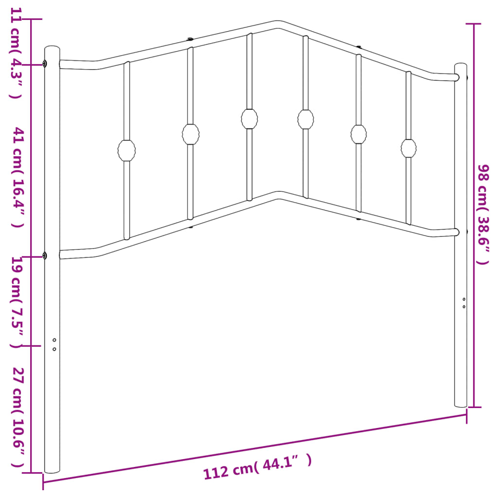 Utskiftbar sengegavl i metall svart 107 cm