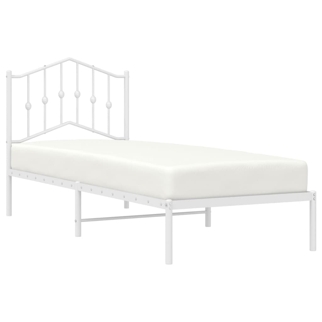 Sengeramme i metall uten madrass med hodegavl hvit 75x190 cm vidaXL