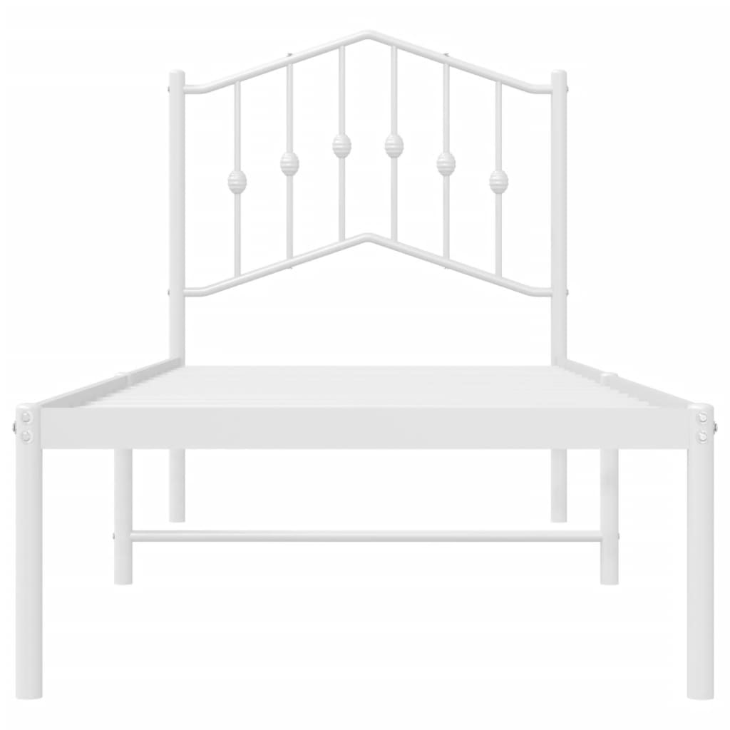 Sengeramme i metall uten madrass med hodegavl hvit 75x190 cm vidaXL