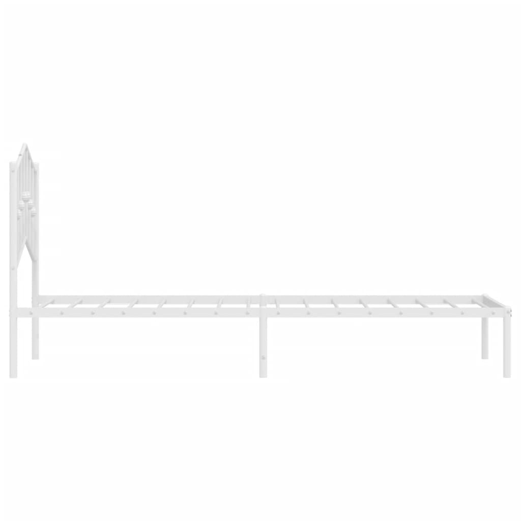Sengeramme i metall uten madrass med hodegavl hvit 75x190 cm vidaXL