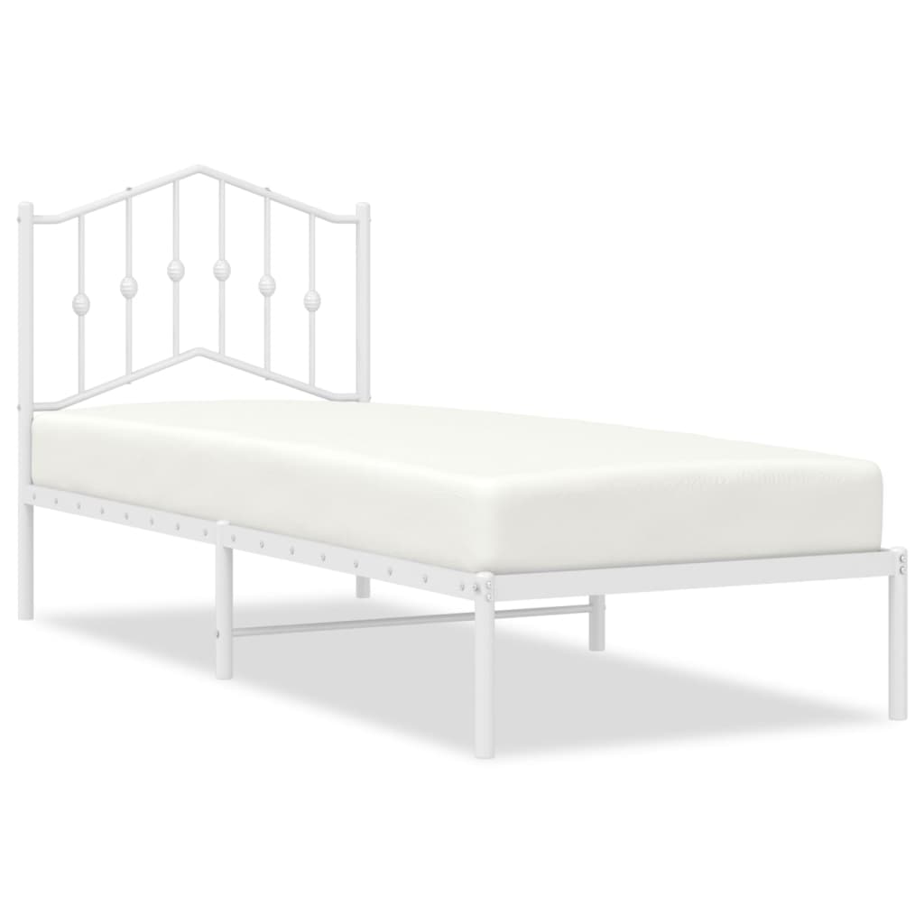 Sengeramme i metall med hodegavl hvit 80x200 cm vidaXL