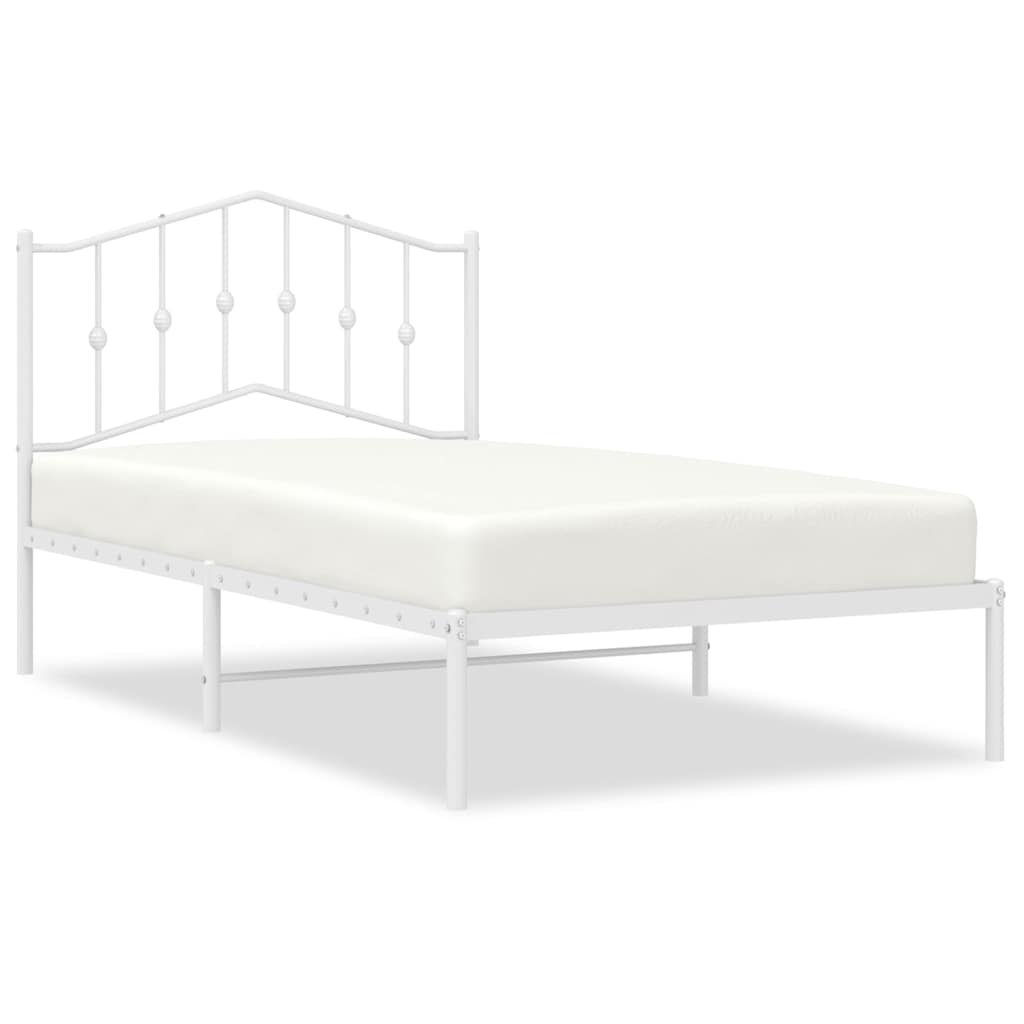 Sengeramme i metall med hodegavl hvit 100x190 cm