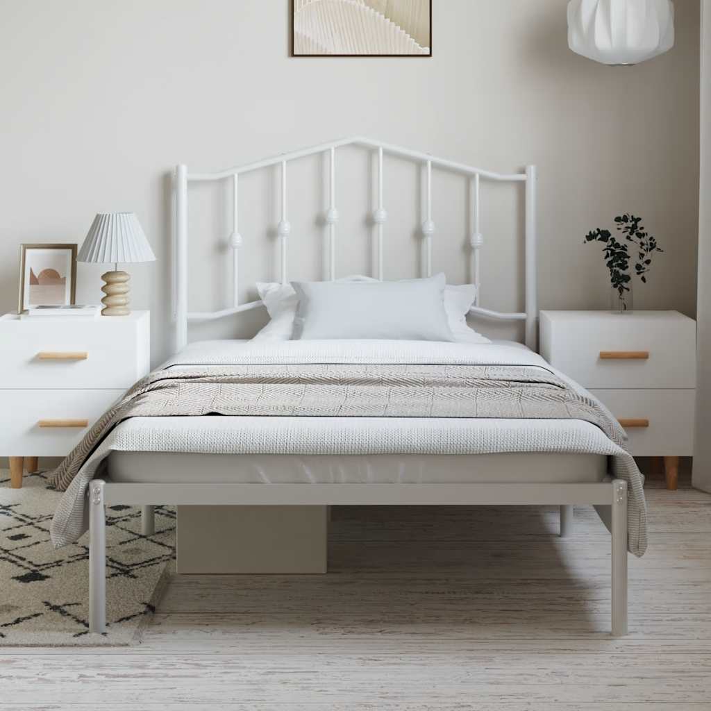Sengeramme i metall med hodegavl hvit 100x190 cm