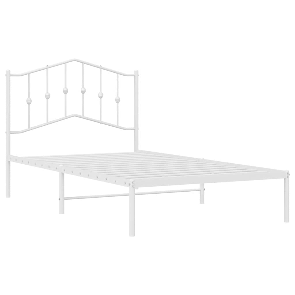 Sengeramme i metall med hodegavl hvit 100x190 cm