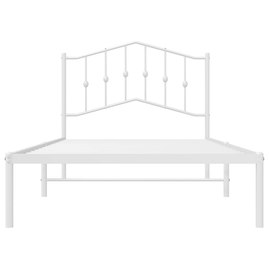 Sengeramme i metall med hodegavl hvit 100x190 cm