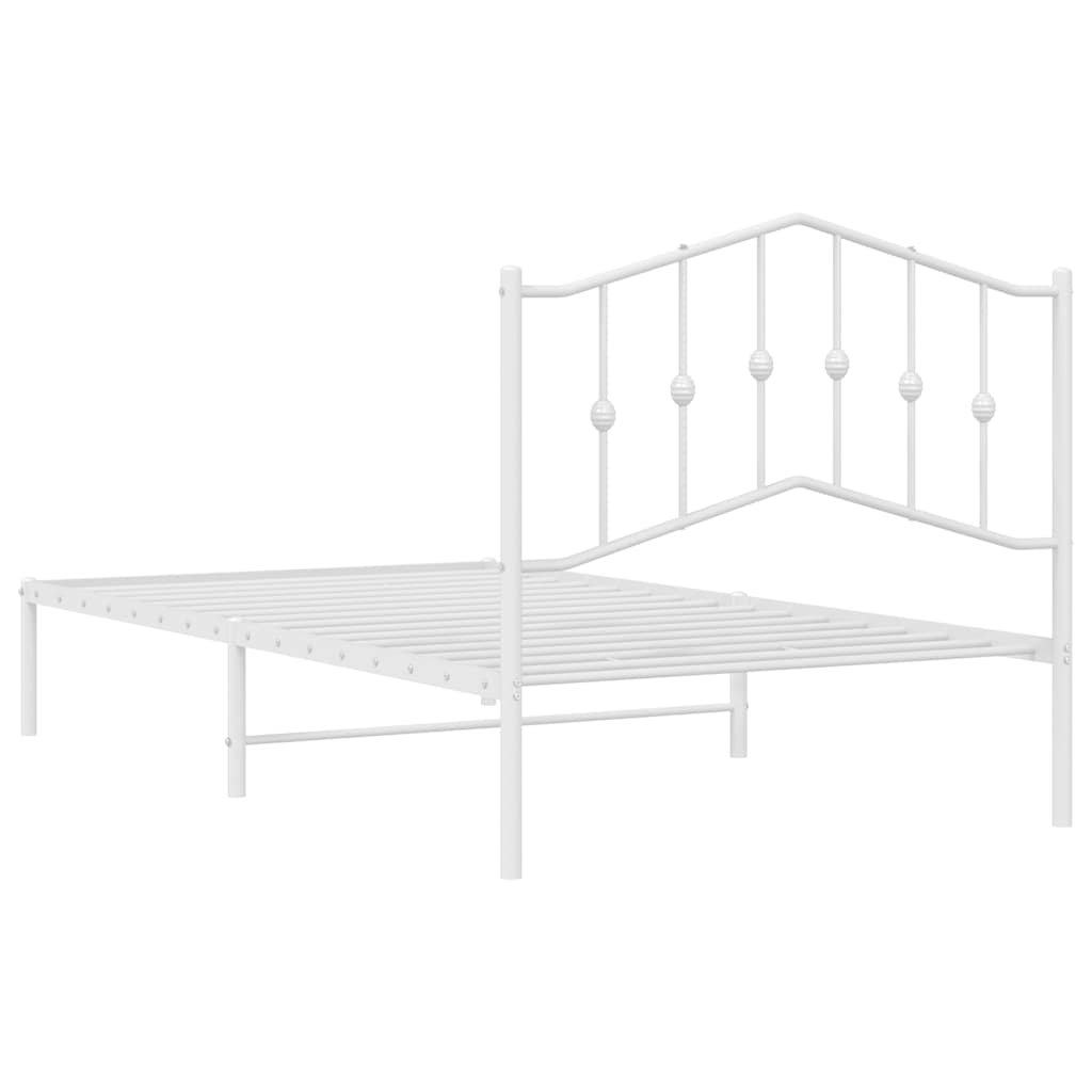 Sengeramme i metall med hodegavl hvit 100x190 cm