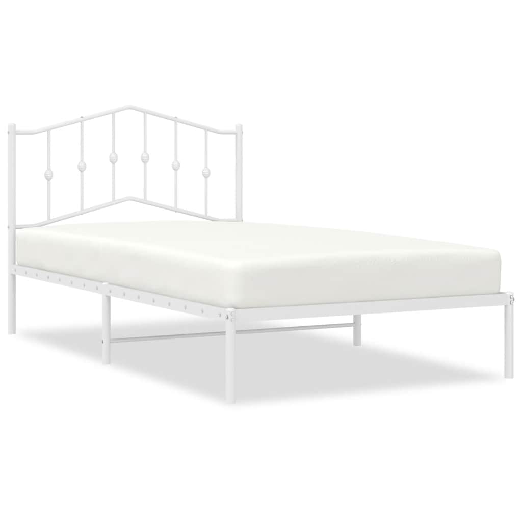 Sengeramme i metall med hodegavl hvit 100x200 cm