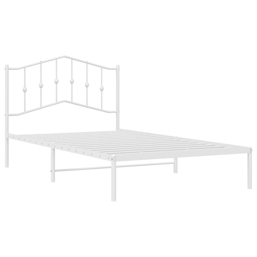 Sengeramme i metall med hodegavl hvit 100x200 cm
