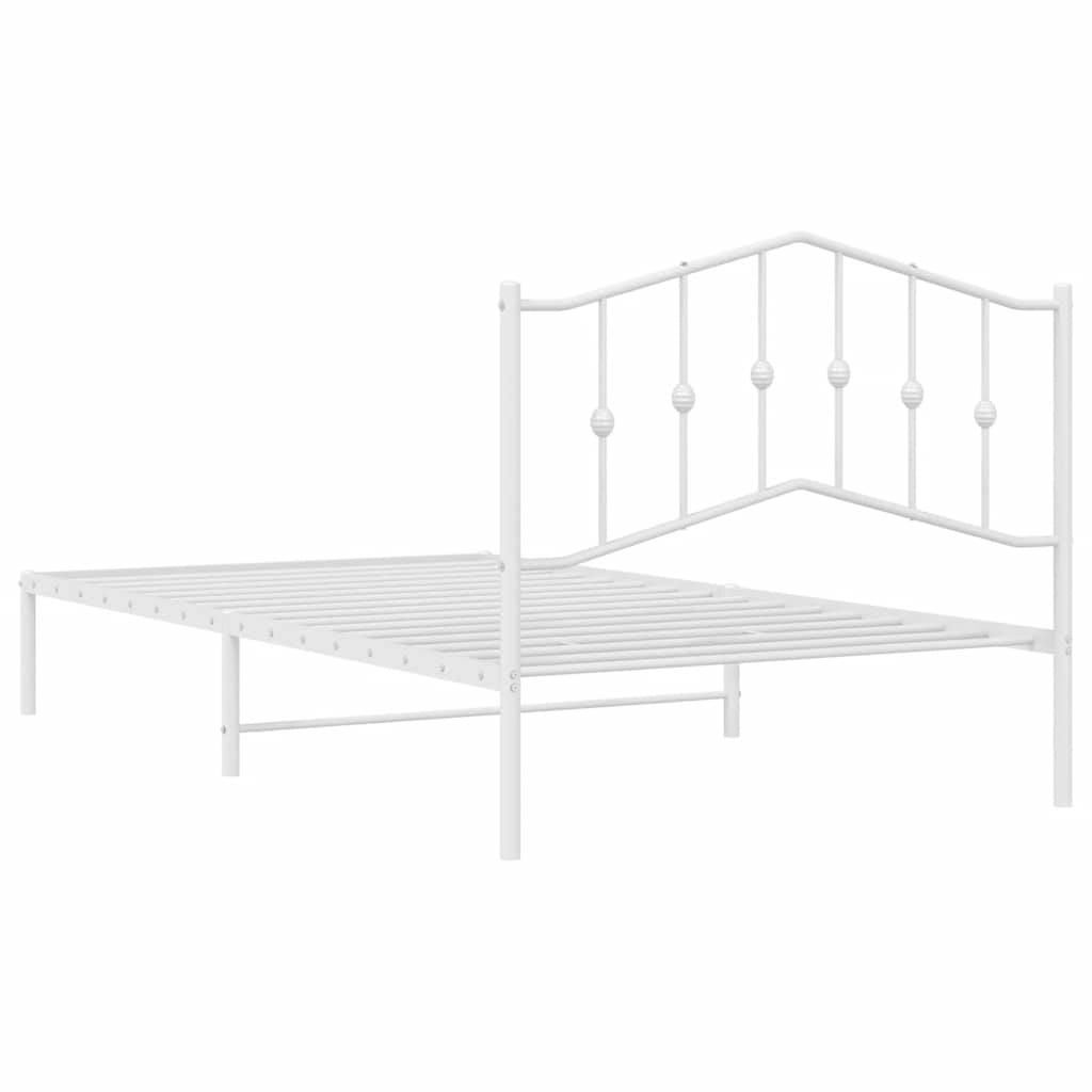 Sengeramme i metall med hodegavl hvit 100x200 cm