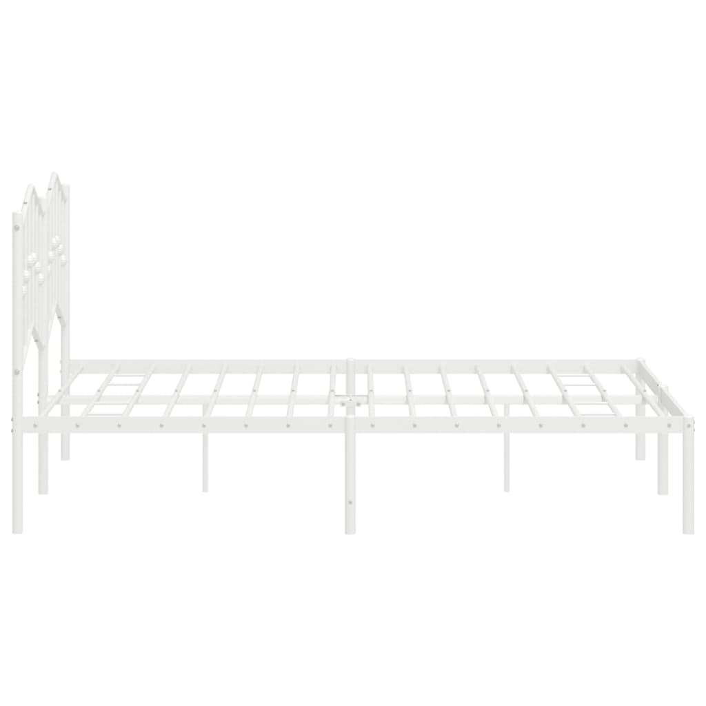 Sengeramme i metall med hodegavl hvit 135x190 cm