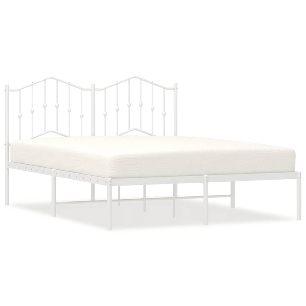 Sengeramme i metall med sengegavl hvit 150x200 cm vidaXL