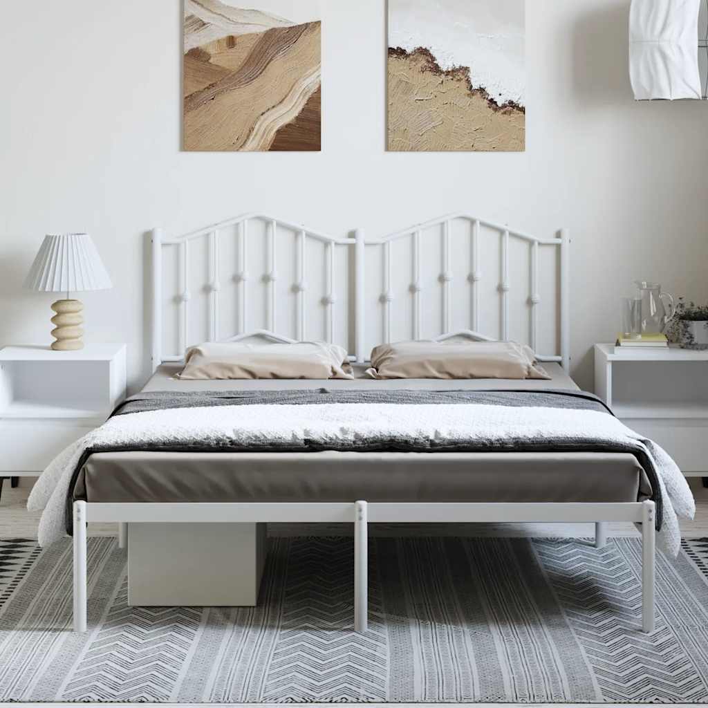 Sengeramme i metall med sengegavl hvit 150x200 cm vidaXL
