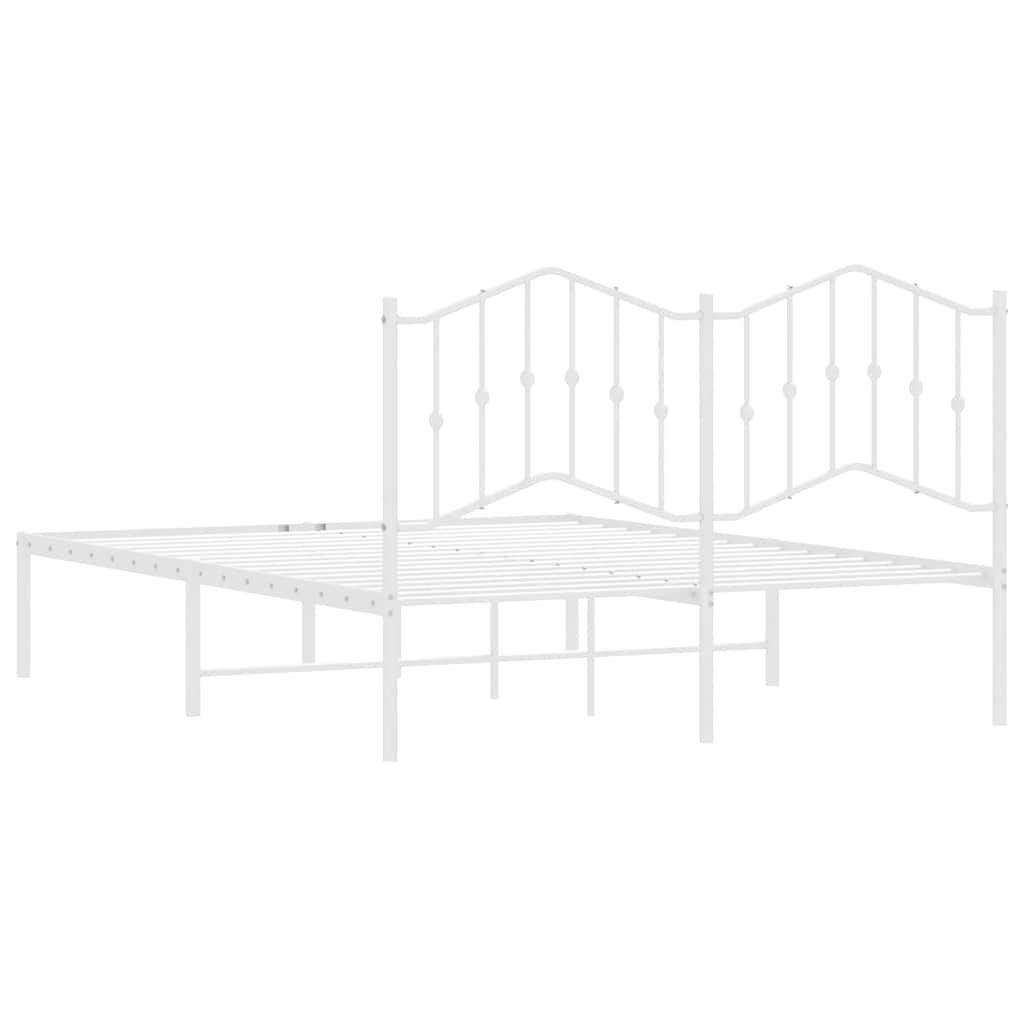 Sengeramme i metall med sengegavl hvit 150x200 cm vidaXL