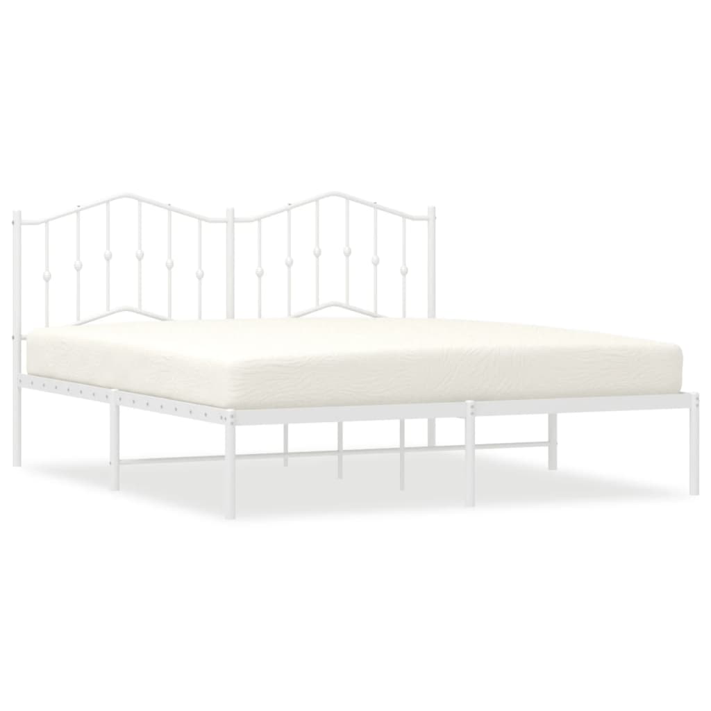 Sengeramme i metall med sengegavl hvit 160x200 cm vidaXL