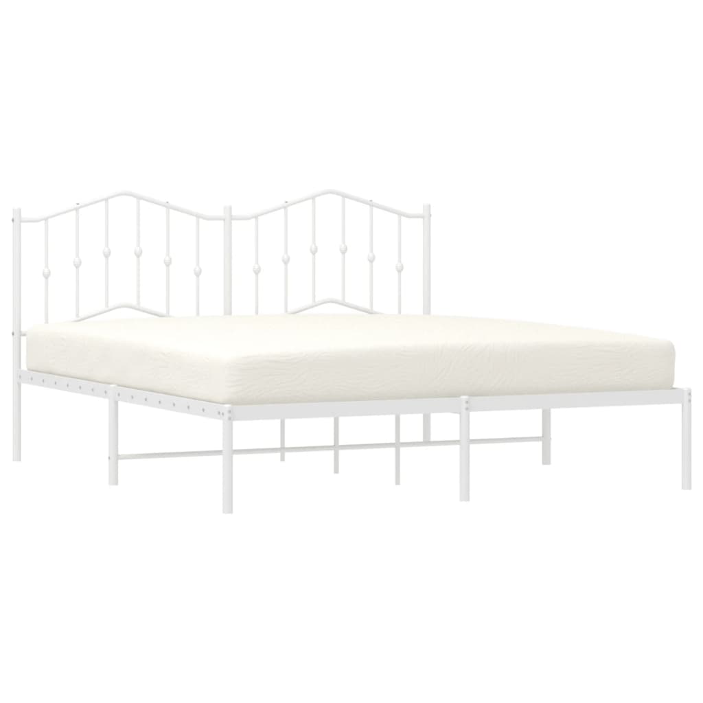 Sengeramme i metall med sengegavl hvit 160x200 cm vidaXL