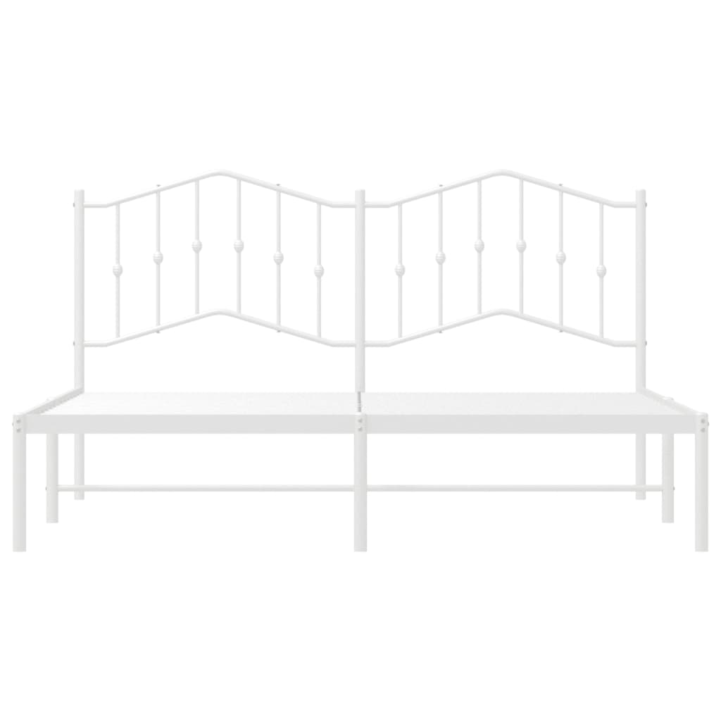 Sengeramme i metall med sengegavl hvit 160x200 cm vidaXL