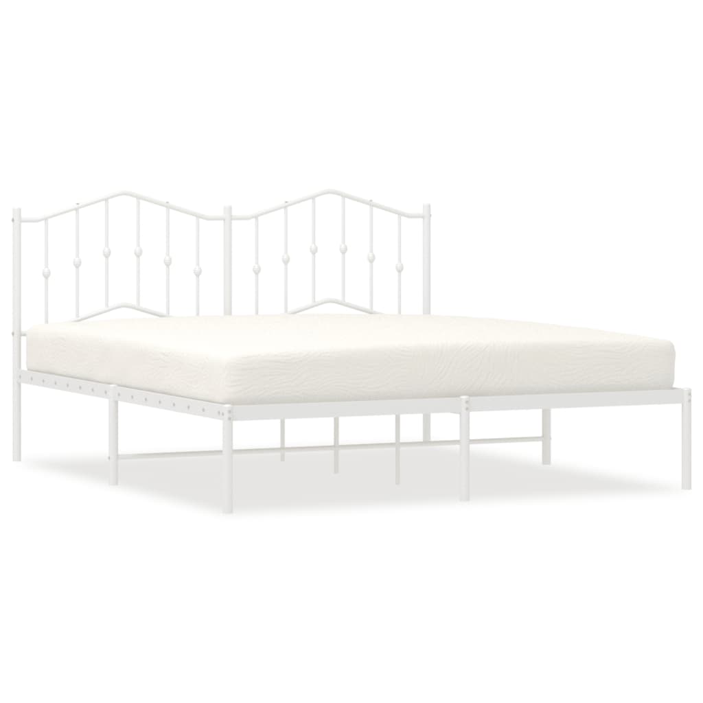 Sengeramme i metall med sengegavl hvit 180x200 cm vidaXL